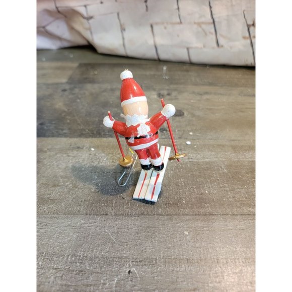 Wooden Santa Claus AS IS skiing vacation Xmas ornament decor - Picture 4 of 6